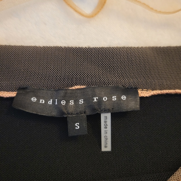 ENDLESS ROSE Women Small Black Viscose Off-The-Shoulder Sweater Sheer Pink Top - Picture 9 of 9